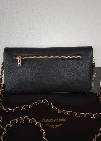 Beden Zadig & Voltaire 27cm Zincir Detaylı Siyah Deri Çanta