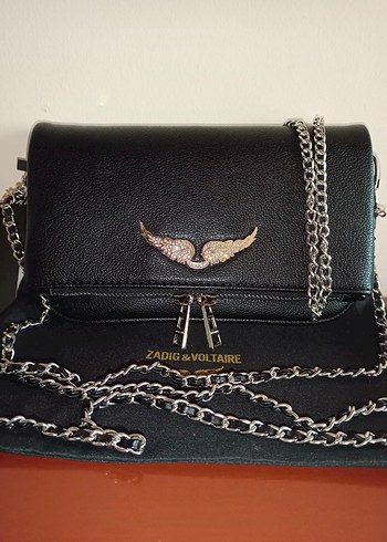 Beden Zadig & Voltaire 21cm Zincir Detaylı Siyah Deri Çapraz Çanta