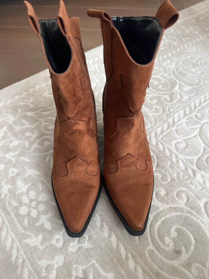 Taba Süet kovboy bot çizme - Görsel 3