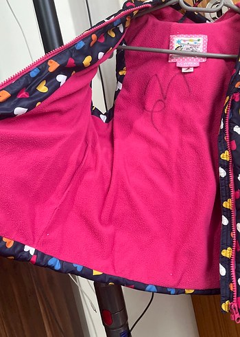 Kız Çocuk 5/6 yaş Renkli Kalp Desenli Fermuarlı Yelek - Görsel 6