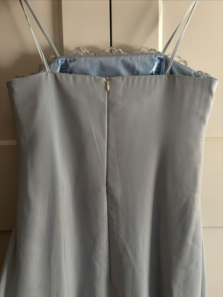 Mavi Dantelli Tüllü Gece Elbisesi - Görsel 5