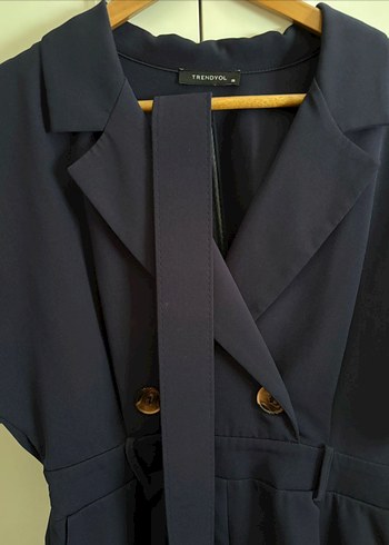 Kemerli Lacivert Kadın Mini Tulum - Görsel 7