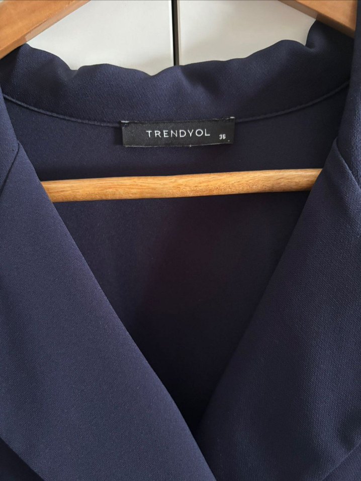 Kemerli Lacivert Kadın Mini Tulum - Görsel 4