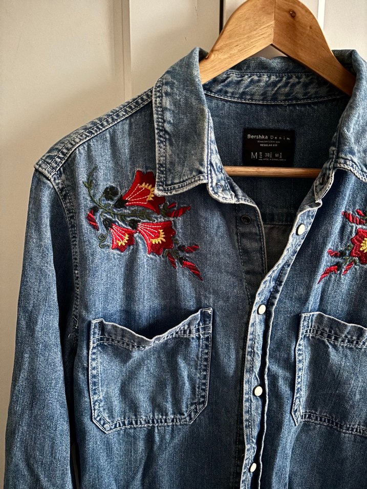 Nakışlı Denim Gömlek - Görsel 2