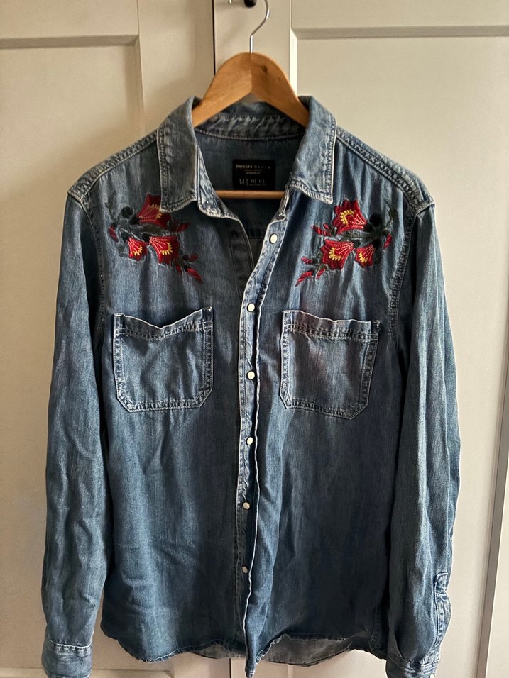 Nakışlı Denim Gömlek - Görsel 3