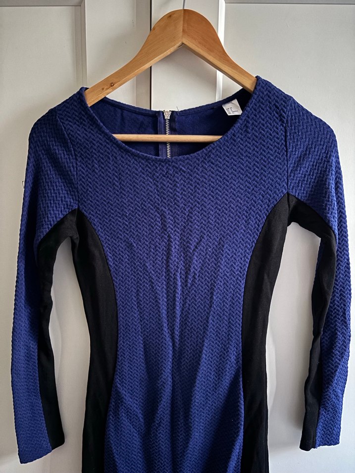 Lacivert Kadın Triko Uzun Kollu Elbise - Görsel 2