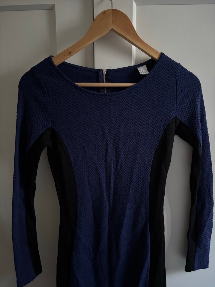 Lacivert Kadın Triko Uzun Kollu Elbise - Görsel 5