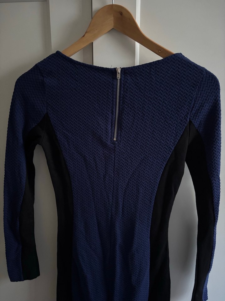 Lacivert Kadın Triko Uzun Kollu Elbise - Görsel 3