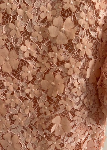 Çiçekli Güpür Balık Model Gece Elbisesi - Görsel 5