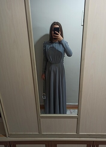 38 Beden gri Renk Elbise 