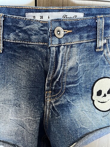 Denim&Co Baskılı kot şort