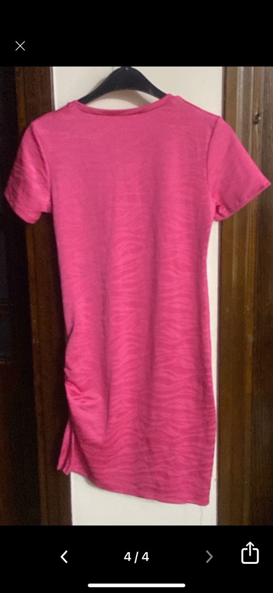 Pembe Kısa Kollu Midi Kadın Elbise S beden - Görsel 2