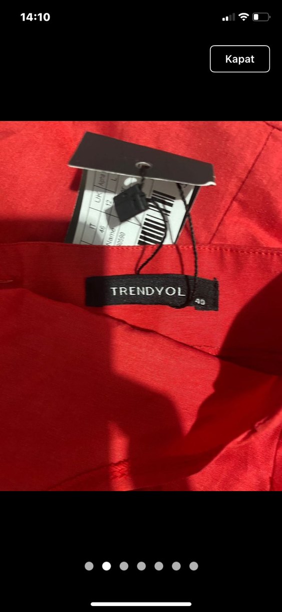 Kırmızı Drapeli Midi Halter Yaka Elbise - Görsel 5