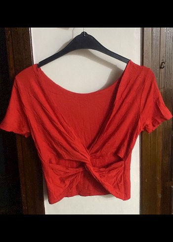 Kırmızı Kısa Kollu Crop Top S beden - Görsel 2