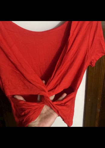 Kırmızı Kısa Kollu Crop Top S beden - Görsel 3