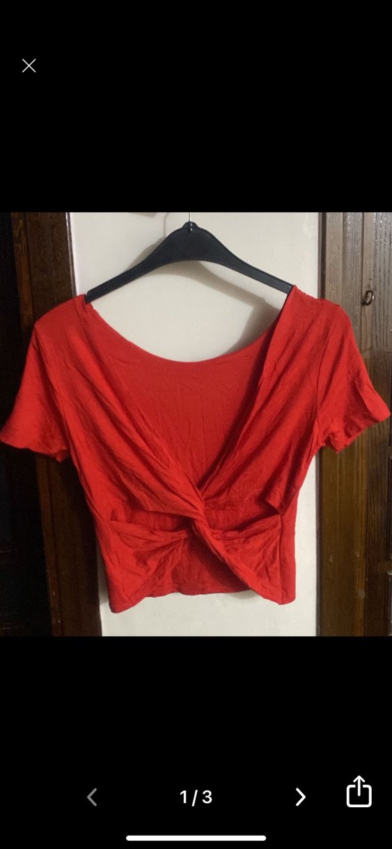 Kırmızı Kısa Kollu Crop Top S beden - Görsel 2