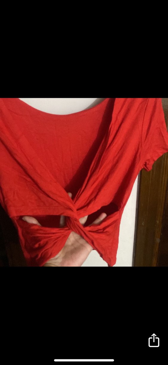 Kırmızı Kısa Kollu Crop Top S beden - Görsel 3