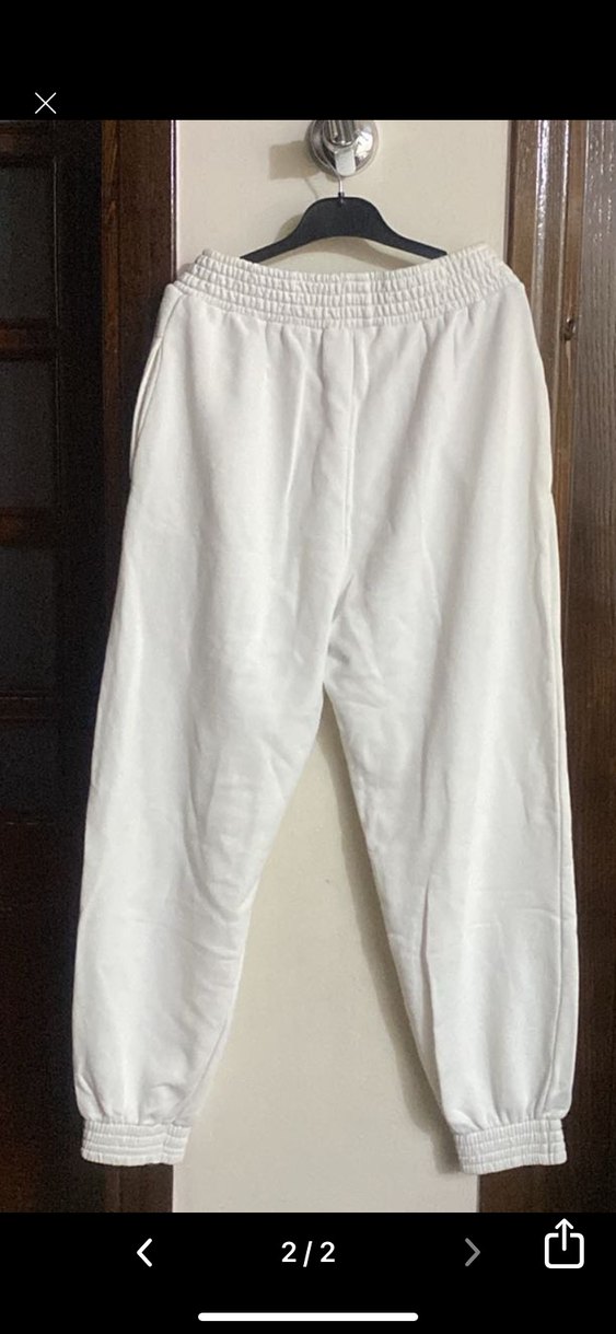 Beyaz Rahat Kesim Kadın Eşofman Altı L - Görsel 2