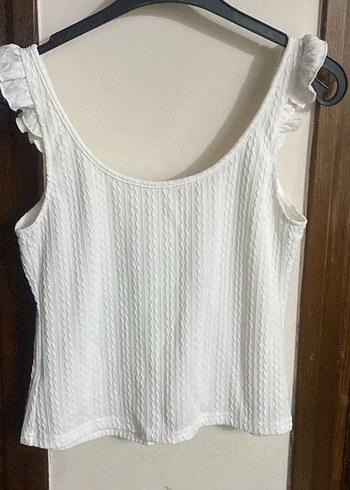 Düğmeli Beyaz Kadın Atlet S beden - Görsel 3