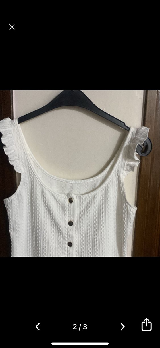 Düğmeli Beyaz Kadın Atlet S beden - Görsel 2