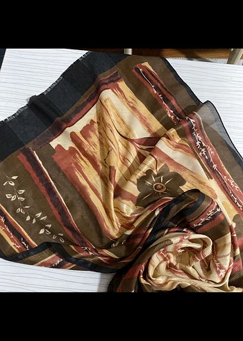 Kahverengi İpek Görünümlü Kadın şal - Görsel 4