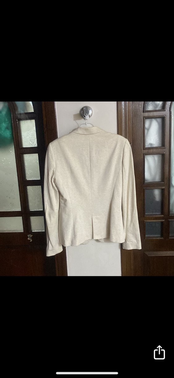 Bej pamuklu Kadın Blazer Ceket M beden - Görsel 2