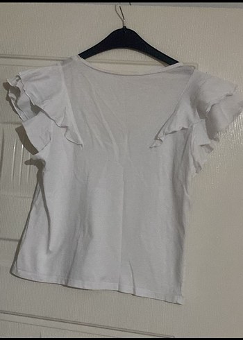 V Yaka Beyaz penye Mini Bluz M beden - Görsel 2