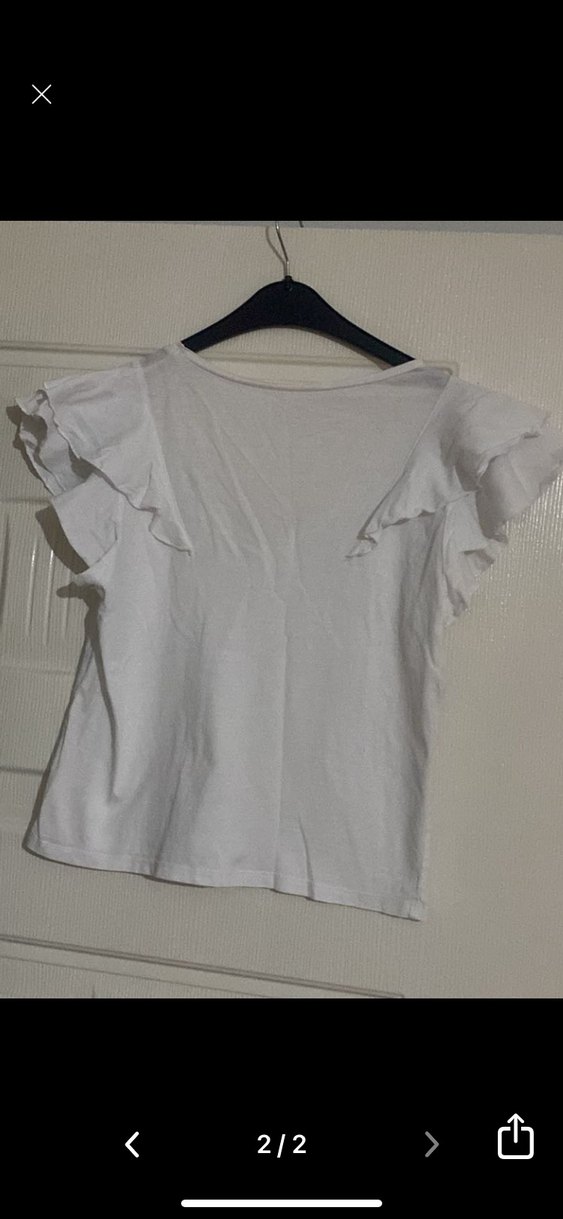 V Yaka Beyaz penye Mini Bluz M beden - Görsel 2