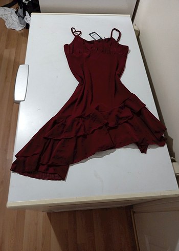 New Look Bordo Askılı Abiye Elbise