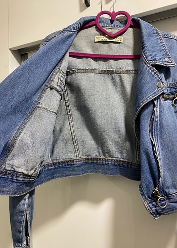 Kadın Mavi Denim Kemerli Ceket - Görsel 4