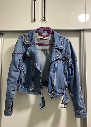 Kadın Mavi Denim Kemerli Ceket - Görsel 3