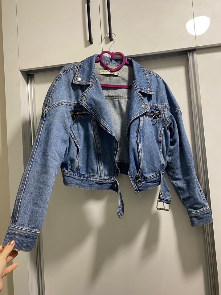 Kadın Mavi Denim Kemerli Ceket - Görsel 2