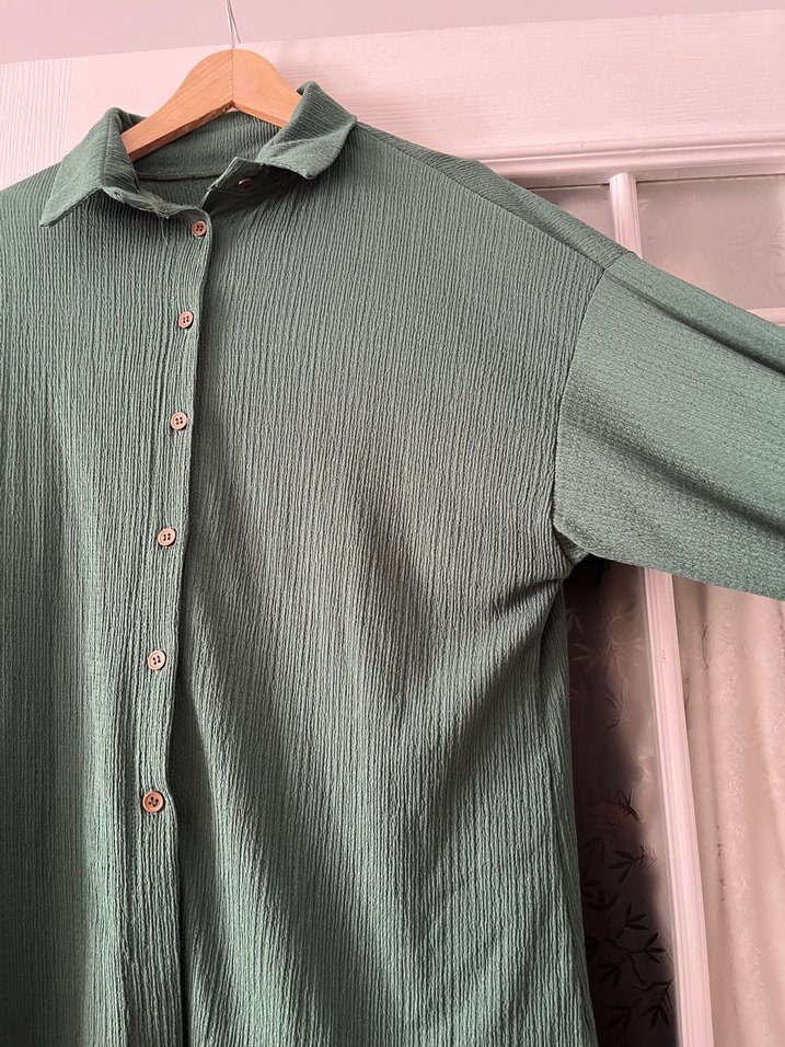 Kadın Yeşil Keten Rahat Kesim Takım - Görsel 4