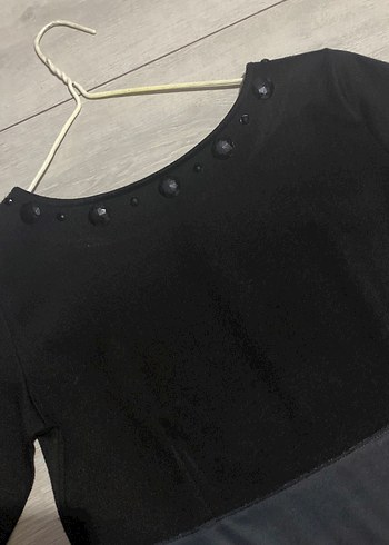 Uzun Kollu Kemerli Desenli Triko Elbise - Görsel 3