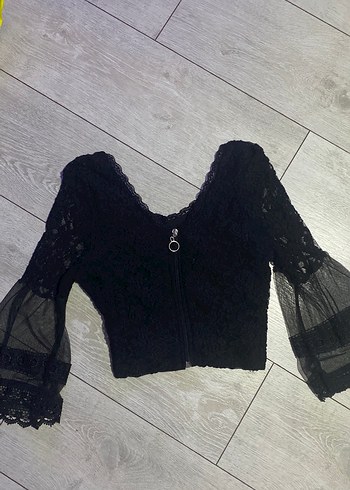 Dantel Detaylı Siyah Gotik Bluz - Görsel 2