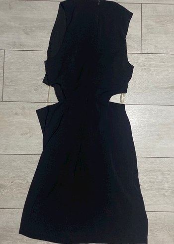 Siyah Drapeli V Yaka Mini Elbise - Görsel 4