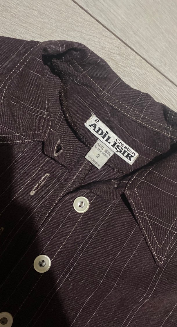 Vintage Kısa Kollu Keten Kadın Gömlek - Görsel 2