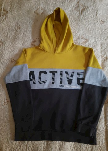 Erkek Çocuk Kapüşonlu Sarı Gri Siyah Sweatshirt - Görsel 2