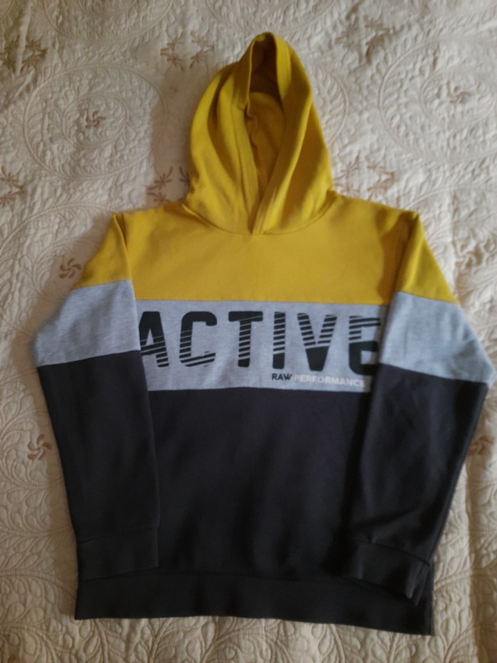 Erkek Çocuk Kapüşonlu Sarı Gri Siyah Sweatshirt - Görsel 2