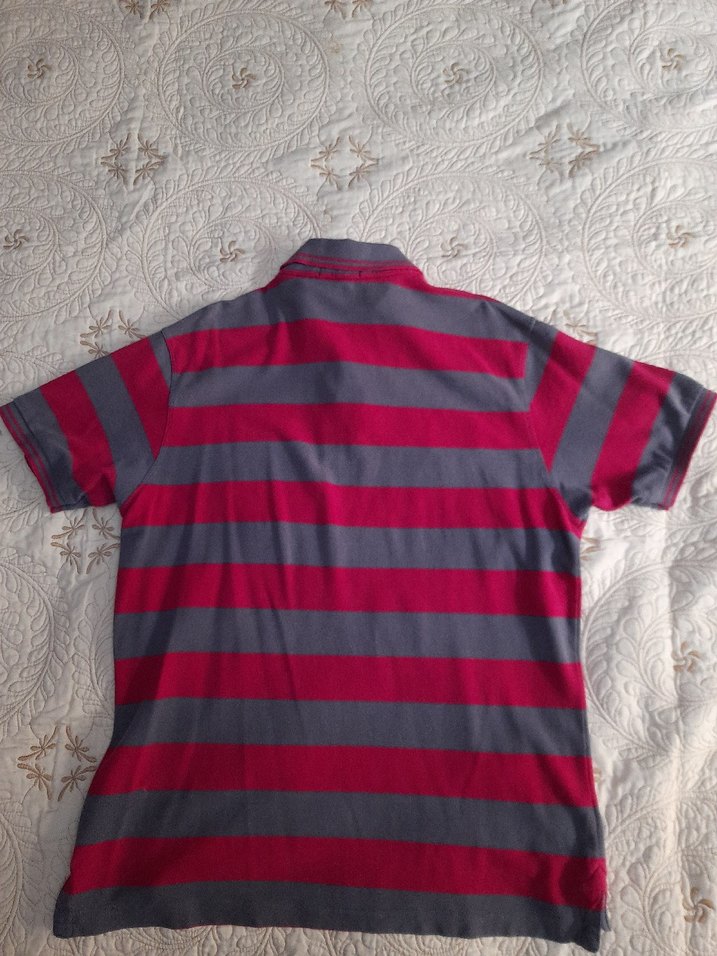 TOMMY HILFIGER Kirmizi Gri Çizgili Erkek Polo Tişört (XXL) - Görsel 4