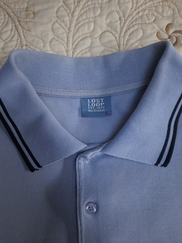 LOST LOOP Erkek Acik Mavi K.K Polo Tişört (L) - Görsel 4