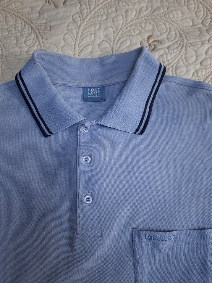 LOST LOOP Erkek Acik Mavi K.K Polo Tişört (L) - Görsel 2