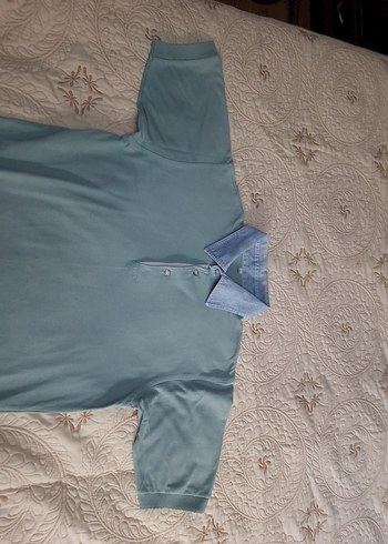 NO NAME Fıstık Yesili Denim Yaka Kısa Kollu Polo Tişört (S) - Görsel 3