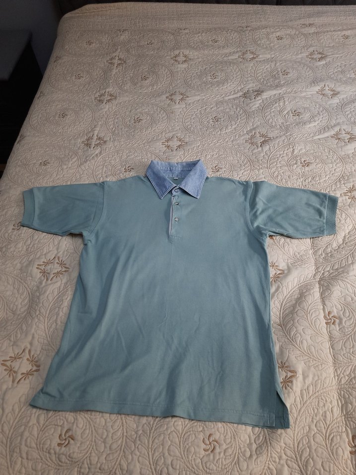 NO NAME Fıstık Yesili Denim Yaka Kısa Kollu Polo Tişört (S) - Görsel 4