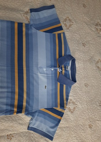 LACOSTE Mavi Çizgili K.K Polo T-Shirt (XXL) - Görsel 3