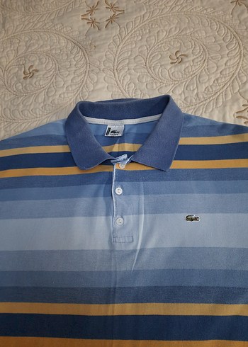 LACOSTE Mavi Çizgili K.K Polo T-Shirt (XXL) - Görsel 5