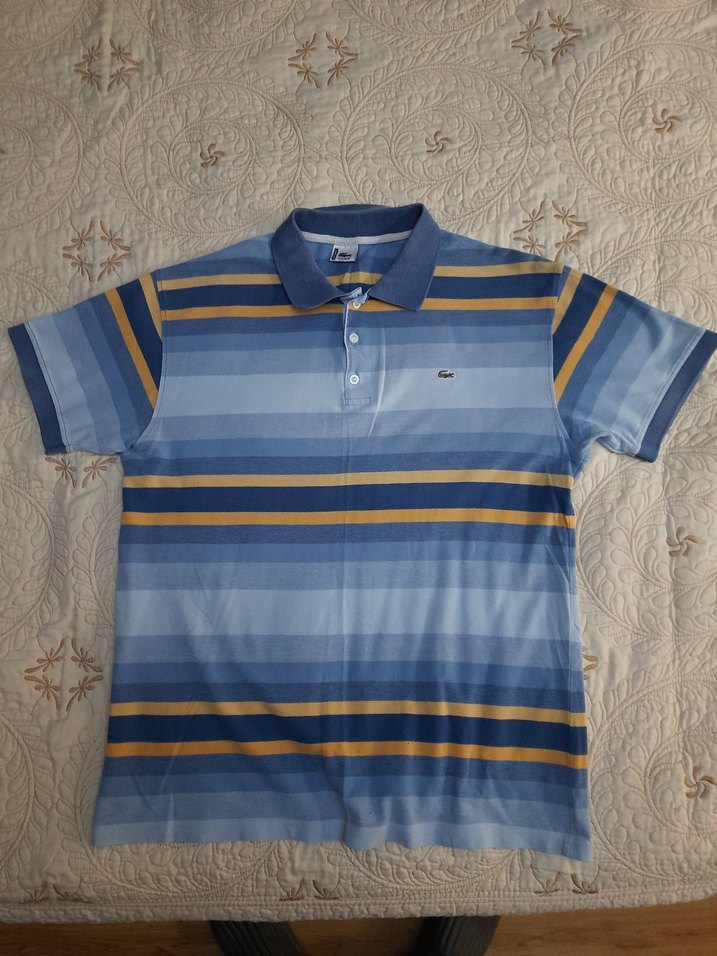 LACOSTE Mavi Çizgili K.K Polo T-Shirt (XXL) - Görsel 2