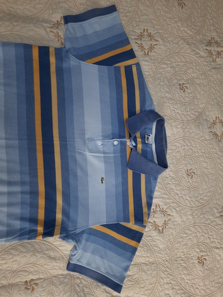 LACOSTE Mavi Çizgili K.K Polo T-Shirt (XXL) - Görsel 4