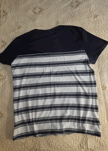 DeFacto Lacivert-Beyaz Çizgili K.K Tişört (3XL) - Görsel 6