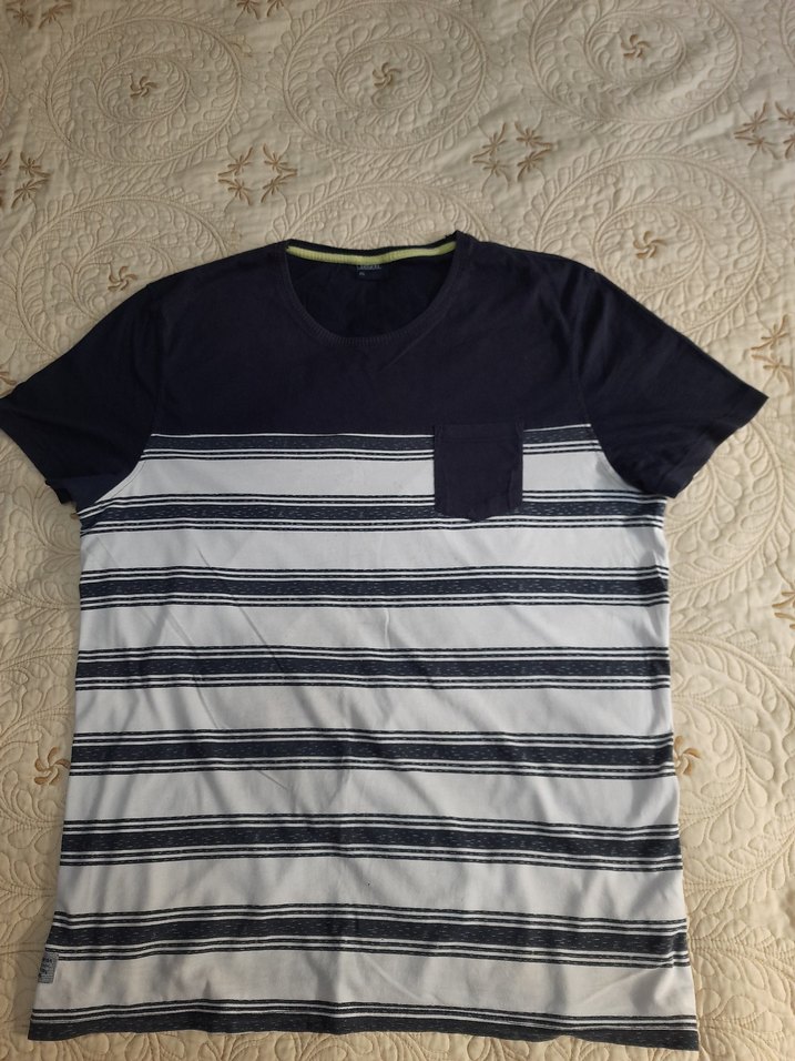 DeFacto Lacivert-Beyaz Çizgili K.K Tişört (3XL) - Görsel 5